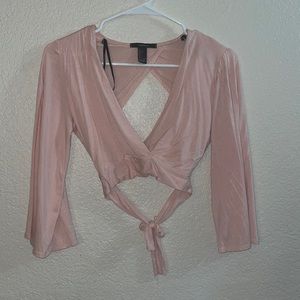 Small pink tie crop top